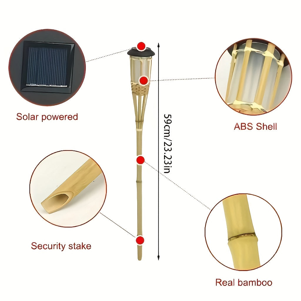Solar-powered bamboo flame garden lanterns, 2-pack, photo 6 of 6