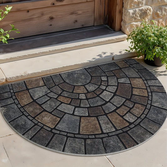 Semicircular mosaic-pattern door mat, photo 1 of 8