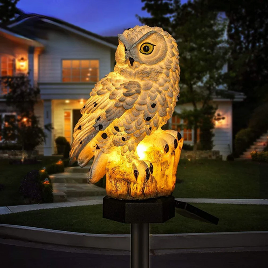 Solar-powered owl-shaped garden pathway light, photo 1 of 5