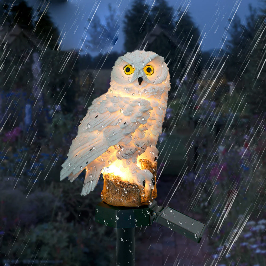 Solar-powered owl-shaped garden pathway light, photo 4 of 5