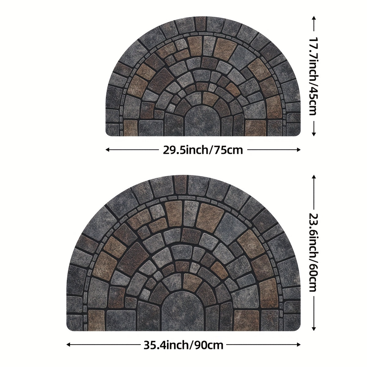 Semicircular mosaic-pattern door mat, photo 6 of 8