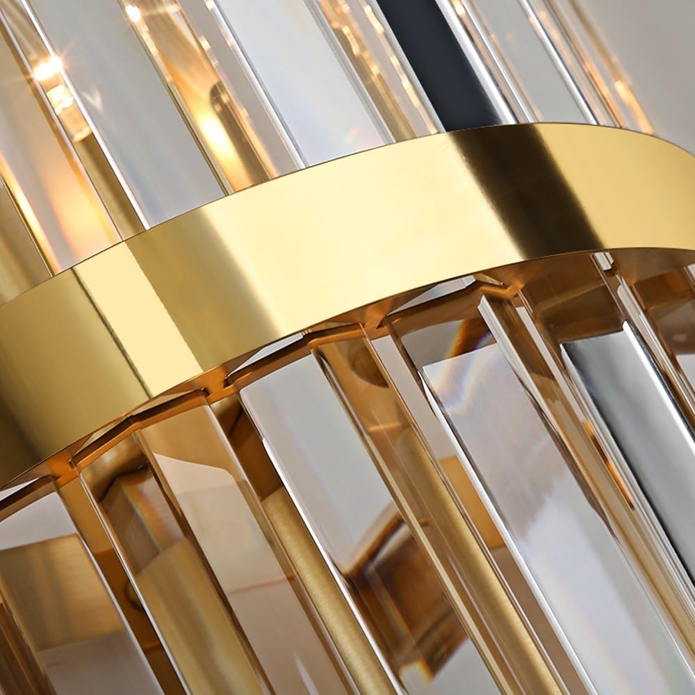 Crystal wall sconce with stainless steel frame in black and gold finish, photo 5 of 6