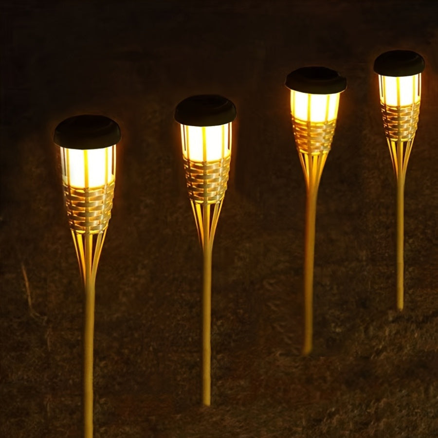 Solar-powered bamboo flame garden lanterns, 2-pack, photo 5 of 6