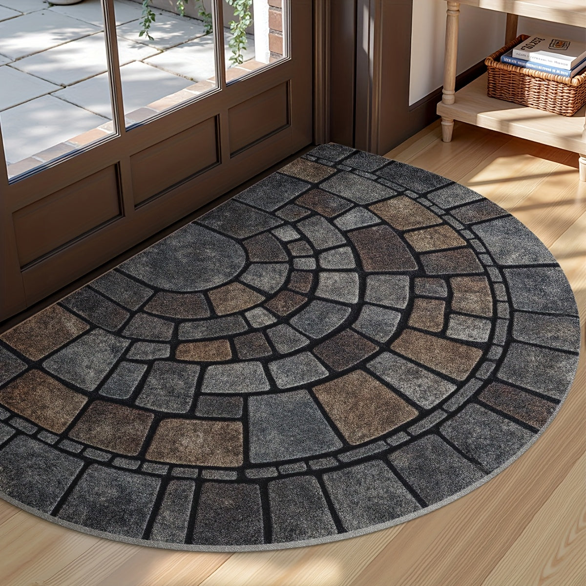 Semicircular mosaic-pattern door mat, photo 5 of 8