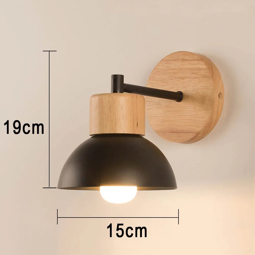 Wood and metal wall-mounted bedside lamp in white and black, photo 6 of 6