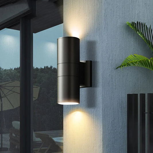 Up-and-down waterproof LED outdoor wall sconce in grey and black, photo 1 of 3