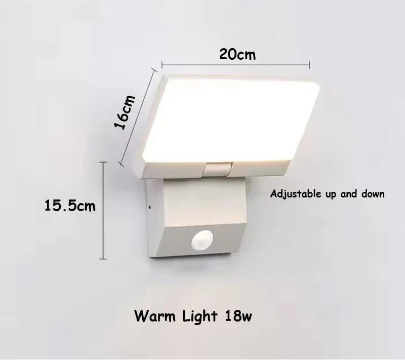 Foldable waterproof outdoor wall light in black and white, photo 4 of 5
