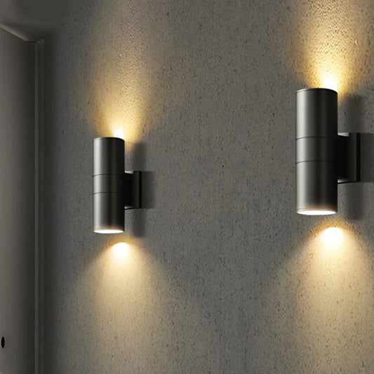 Up-and-down waterproof LED outdoor wall sconce in grey and black, photo 2 of 3
