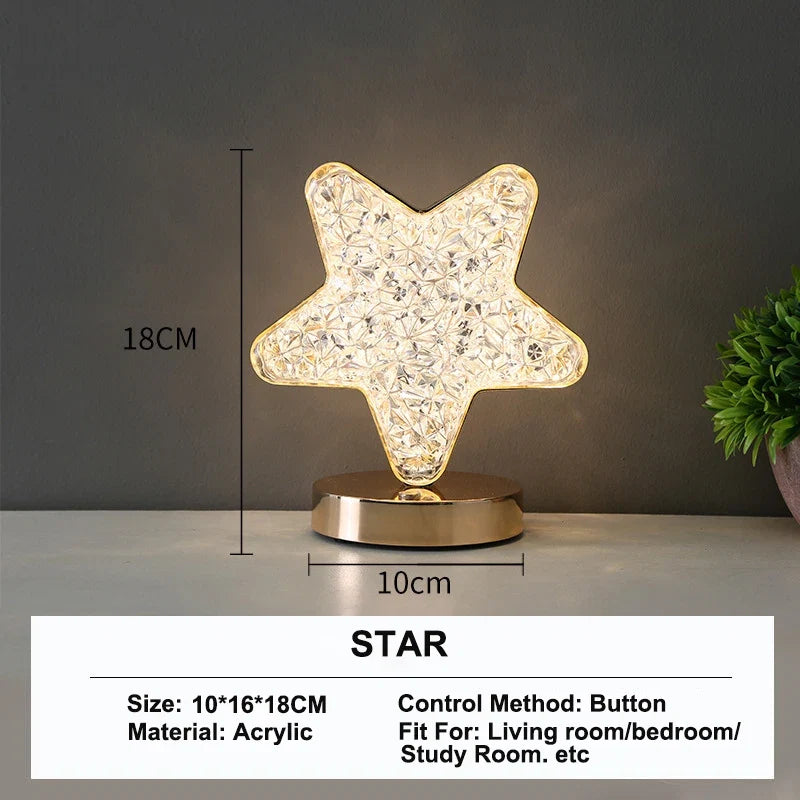 3D crystal LED night light with touch dimming, photo 3 of 11
