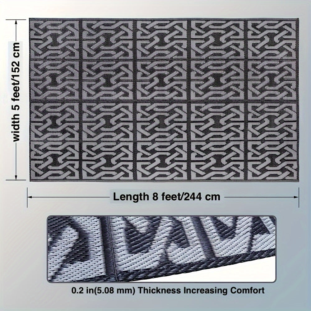 Reversible black and grey patio rug, photo 5 of 8