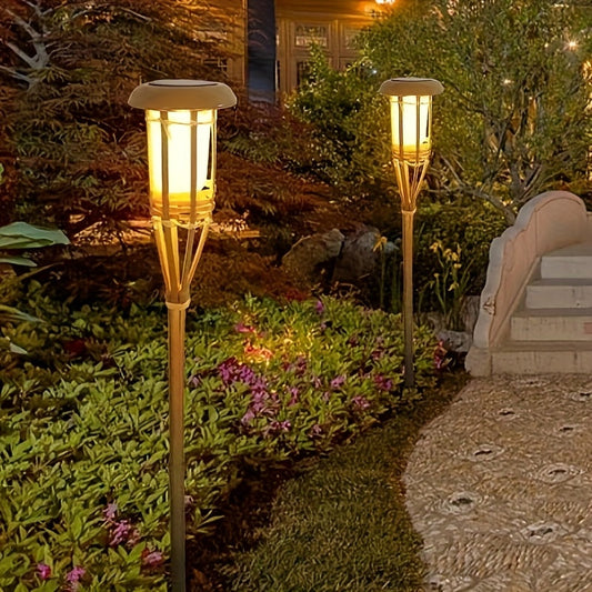 Solar-powered bamboo flame garden lanterns, 2-pack, photo 2 of 6