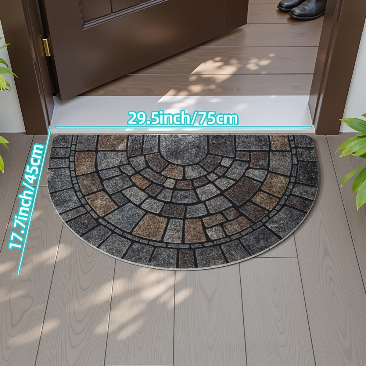 Semicircular mosaic-pattern door mat, photo 2 of 8