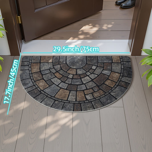 Semicircular mosaic-pattern door mat, photo 2 of 8