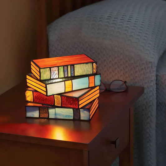Handcrafted stained glass book-shaped lamp, photo 1 of 4