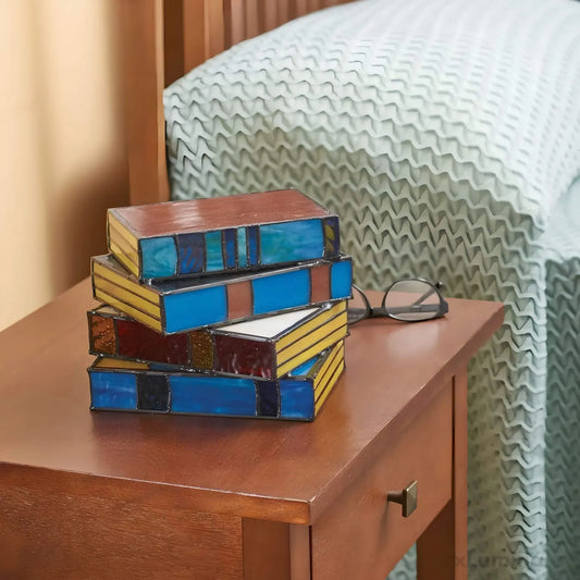 Handcrafted stained glass book-shaped lamp, photo 2 of 4
